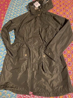 Barbour Una Showerproof Parka Coat Womens Olive Green Sz 6 New - Image 1 of 4