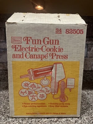 Prensa eléctrica de galletas y canapé Sears Fun Gun 82505 de colección con libro ¡FUNCIONA! Foto 1 de 4