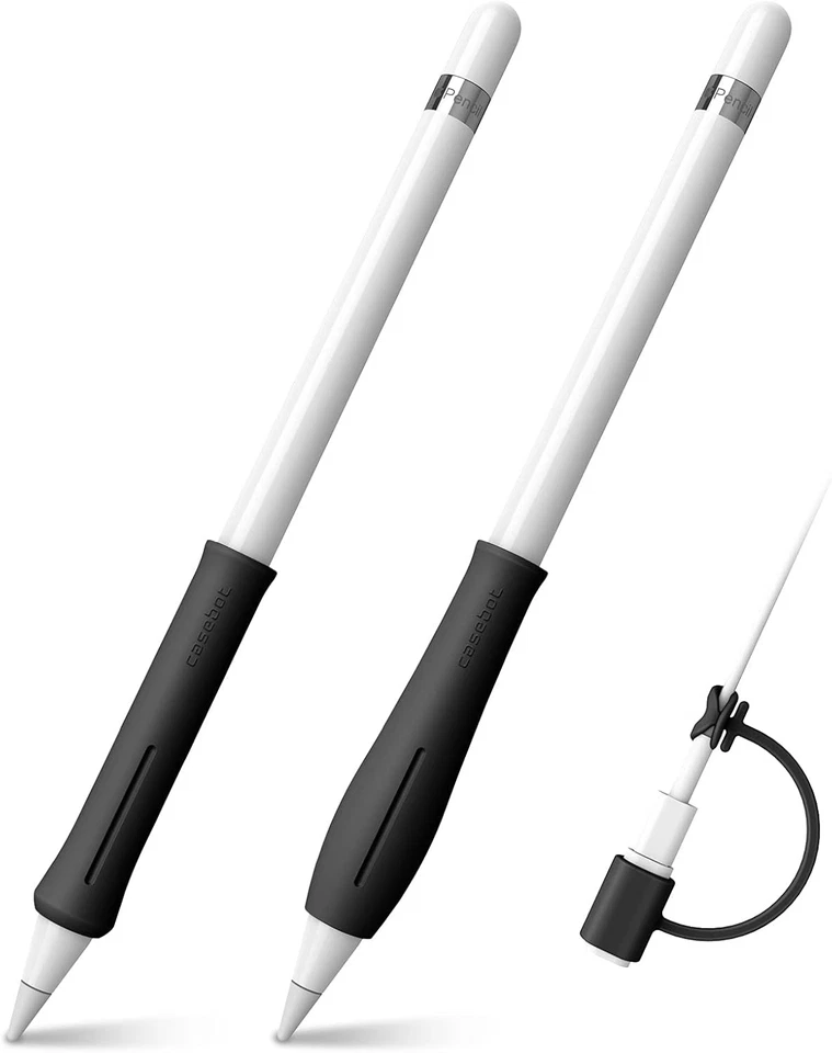 [2-Piece] For Apple Pencil 1st 2nd Gen Case Silicone Grip Holder Protective Skin - Image 1 of 4