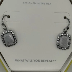 Bomb Party Dangle Earrings - Yes Indeed RBP4484 - White Ice Crystal on Hematite - Picture 1 of 3