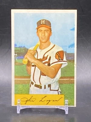 1954 Bowman #80 Johnny Logan Milwaukee Braves Vintage Baseball Trading Card - Image 1 of 2