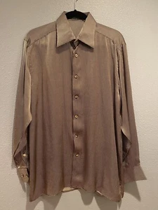Bernini Men’s Button-down Shirt - Gold - 100% Silk - Handmade In Italy - Picture 1 of 4