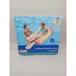 Flotador de piscina con paleta arco iris Summer Waves 72" L x 28" W x 7,5" H nuevo en caja 6 pies de largo - Imagen 1 de 5