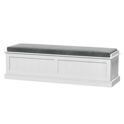 Artiss Storage Ottoman Blanket Box Bench 140cm Fluted Faux Linen Seat Chest Grey - image 1 of 4