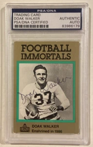 Tarjeta de Inmortales de Fútbol Firmada Doak Walker 1985-88 Certificada por PSADNA Auto Salón de la fama SMU - Imagen 1 de 4