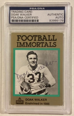 Doak Walker 1985-88 Signed Football Immortals Card PSADNA Certified Auto HOF SMU - Image 1 of 4