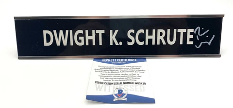 RAINN WILSON SIGNED DESK SIGN AUTOGRAPH DWIGHT SCHRUTE THE OFFICE BECKETT 1 Cover