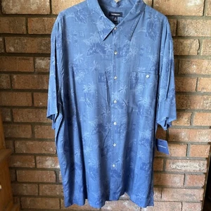 Croft & Barrow Aloha Shirt Blue Rayon Palm Trees Camp Hawaiian Size XL NEW w/tag - Picture 1 of 6