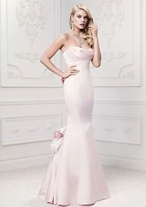 Zac Posen Long Mermaid Gown With Draped Necklace Size 10 - Picture 1 of 3