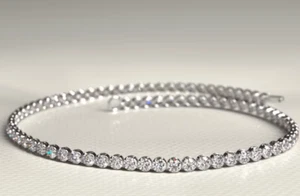 Round Natural Diamond Elegant Tennis Bracelet High Quality 14K White Gold - Picture 1 of 12