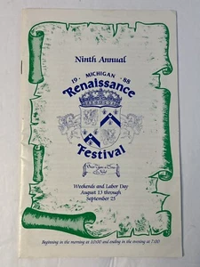 Vintage Ninth Annual Michigan Renaissance Festival Program Handbill 1988 - Picture 1 of 4