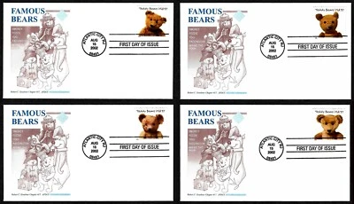 USA, SCOTT # 3653-3656, SET OF 4 ROBERT GRAEBNER FDC COVERS TEDDY BEAR YEAR 2002 - Image 1 of 4