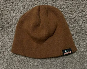 Mossy Oak Brown Beanie Hat Knit Skull Cap Logo Hint Camp Fish - Picture 1 of 5