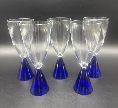 "Juego de 5 copa de agua con base azul cobalto Eon 7,5"" copa 8 OZ de colección" Foto 1 de 4