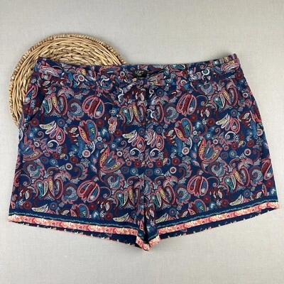 Pantalones Cortos Elegantes LOFT Plus Ann Taylor Para Mujer 18 Azul Paisley Boho Perdidos Fluidos Foto 1 de 4