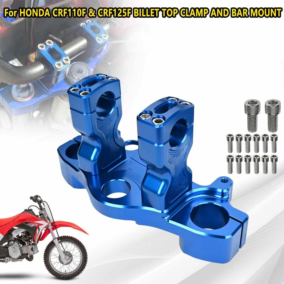 Para HONDA CRF110F CRF125F 2019-2023 ABRAZADERA SUPERIOR Y MONTAJE EN BARRA 1.5" Aluminio ROJO Foto 1 de 4
