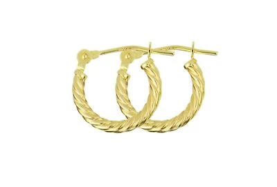 Pendientes de aro corrugados de oro amarillo o blanco de 14k Foto 1 de 4