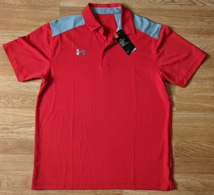 NWT UA Under Armour Men's Team Colorblock Large Polo Red Gray Short Sleeve NWT - Picture 1 of 4