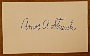 Amos Strunk MLB Baseball Autographed Signed Index Card