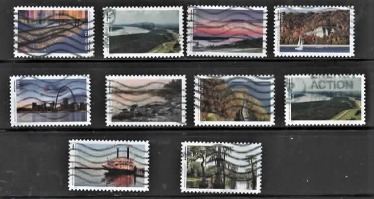 USA 2022 used Stamps Set of 10 Mighty Mississippi  VFNH - Image 1 of 1