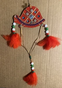 Handmade Rear View Mirror Hanging Accessorie Turtle And Red Tassel - Foto 1 di 10