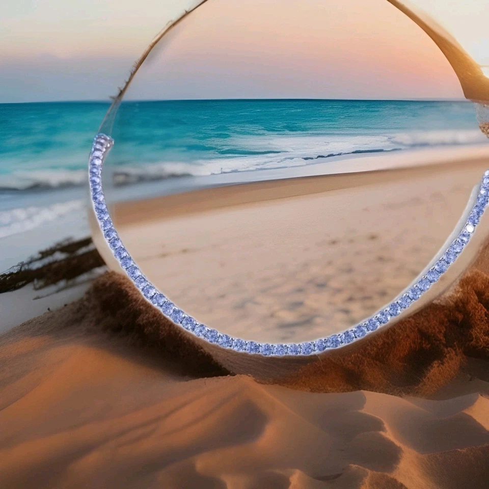 Sparkling Tanzanite over Sterling Silver  18" Tennis Necklace - Image 1 of 4