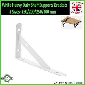 White Heavy Duty Shelf Supports Brackets 4 Sizes: 150/200/250/300 mm - Picture 1 of 5