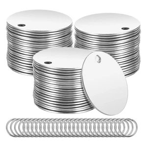 55 Pezzi Etichette Vuote per Timbratura in Metallo - Acciaio Inox Tondo da 1,2 Pollici2401 - Foto 1 di 7