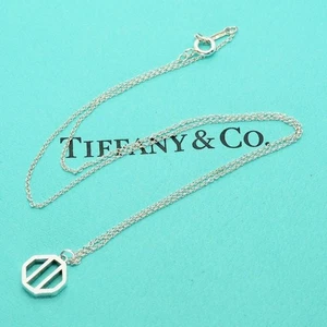 Tiffany & Co. Geometric Open Octagon Pendant Necklace Silver 925 Rare No Box - Picture 1 of 8