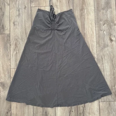 Vestido midi Patagonia para mujer gris recogido cuello halter mezcla de algodón orgánico M Foto 1 de 4