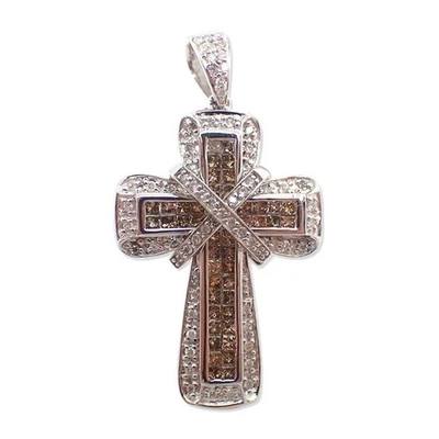 [Used] K18/K18WG Diamond Cross Pendant Top/j109-2 - Image 1 of 4