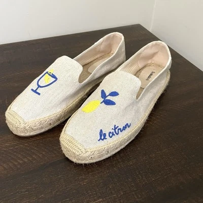 Soludos Alpargatas Lona Mocasín Le Citron Limoncello Limón Bordado Zapato 10 Foto 1 de 4