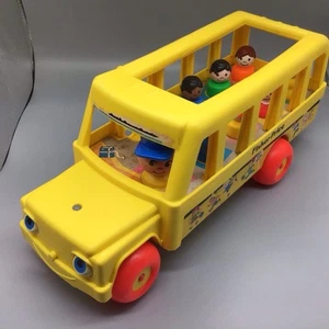 Scuolabus Fisher Price vintage 1984 #192 con 7 persone senza macchie di corda all'interno - Foto 1 di 9