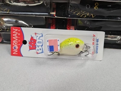 Discontinued Norman FAT BOY Crankbait...White/Chart/Pepper...NOS!!! - Image 1 of 2