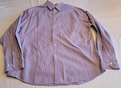 Merona Dress Shirt Men's Large Purple Long Sleeve Cotton Oxford Casual - Image 1 of 4