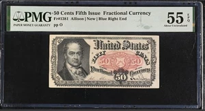 50 Cent Fifth Issue Fractional Currency PMG 55 EPQ Fr# 1381 About Uncirculated - Picture 1 of 3