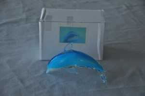 Art Glass Dolphin Figurine Paperweight - Picture 1 of 9