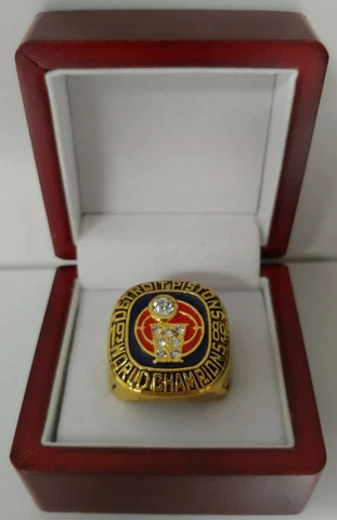 Joe Dumars - 1989 Detroit Pistons Championship Ring With Wooden Display Box Cover