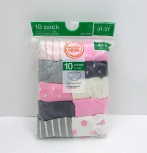 Wonder Nation Toddler Girls' Underwear Briefs, Sizes 4T-5T 10 Pk - Picture 1 of 2