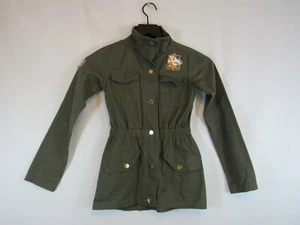 Me Jane Olive Green Military Girl's Button Front Unicorn Coat Jacket Size 7 - Picture 1 of 7