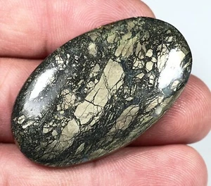 63 CT TOP NATURAL MINERAL MARCASITE HADEED OVAL CABOCHON PENDANT GEMSTONE ER-346 - Picture 1 of 5