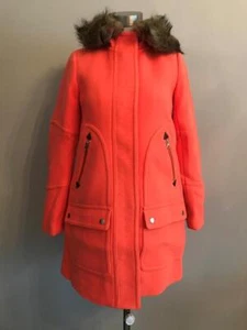 JCrew $365 Petite Chateau Parka Italian Stadium-Cloth Wool P6 Neon Tangelo G9094 - Picture 1 of 6
