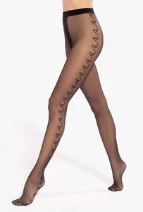 Gatta Lovely No. 11 Tights – 20 Den, Sheer & Romantic with Heart Stripe - Picture 1 of 6