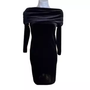 Chico's KLEID Große 12 Samt Schwarz Schulterfrei Kutte Urlaub Party (2) NEU - Bild 1 von 6
