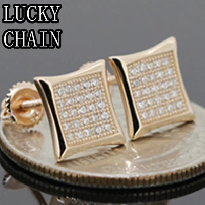 PLATA ESTERLINA 925 LABORATORIO DIAMANTE TORNILLO TRASERO ORO ROSA PENDIENTE (9mm) E53 Foto 1 de 2