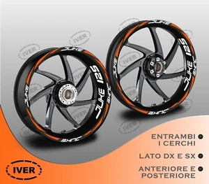 Adesivi cerchi moto ktm duke 125 naked arancioni bianco  - Picture 1 of 2