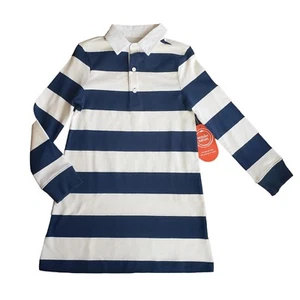 Wonder Nation Girls Rugby Dress Long Sleeve Choose Size Navy White Collar - Picture 1 of 4