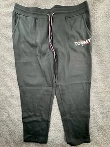 Tommy Hilfiger Jogger Mens XL Fleece Sweatpants Black Logo Pockets Elastic Waist - Picture 1 of 9