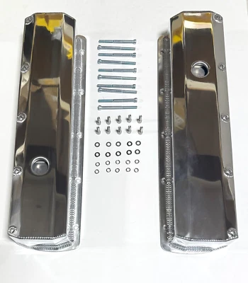 Oldsmobile 350 403 425 455 V8 Tall Fabricated Valve Covers with Breather Holes - Image 1 of 4