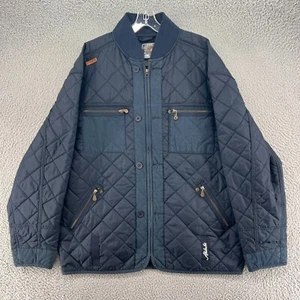 Akademiks Quilted Jacket Mens Extra Large Blue Puffer Full Zip Streetwear HipHop - Picture 1 of 12